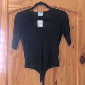 Y&I Black Short-Sleeved Bodysuit